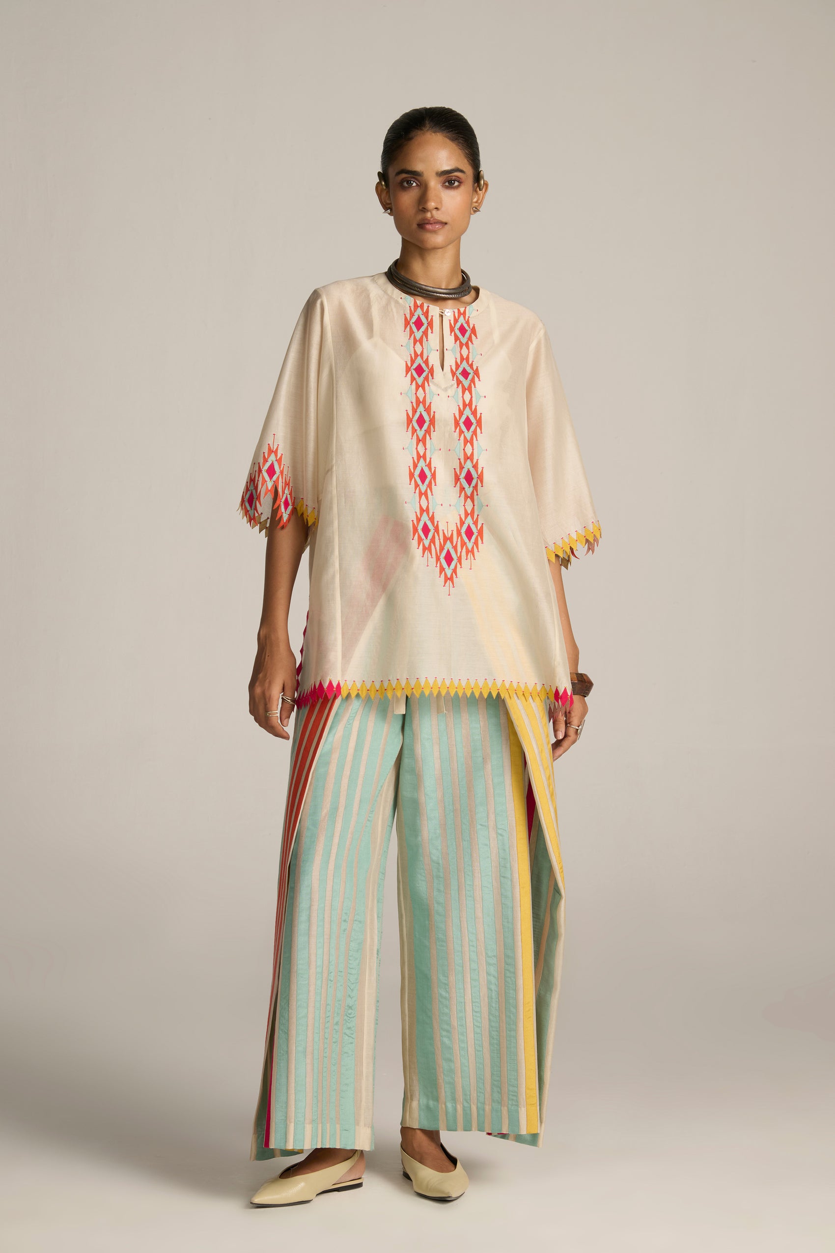 PANELLED KAFTAN SHIRT