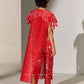 GEOMETRIC FLORAL CUTWORK PANEL RED
