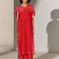 GEOMETRIC FLORAL CUTWORK PANEL RED