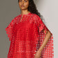 GEOMETRIC FLORAL CUTWORK PANEL SHIRT RED