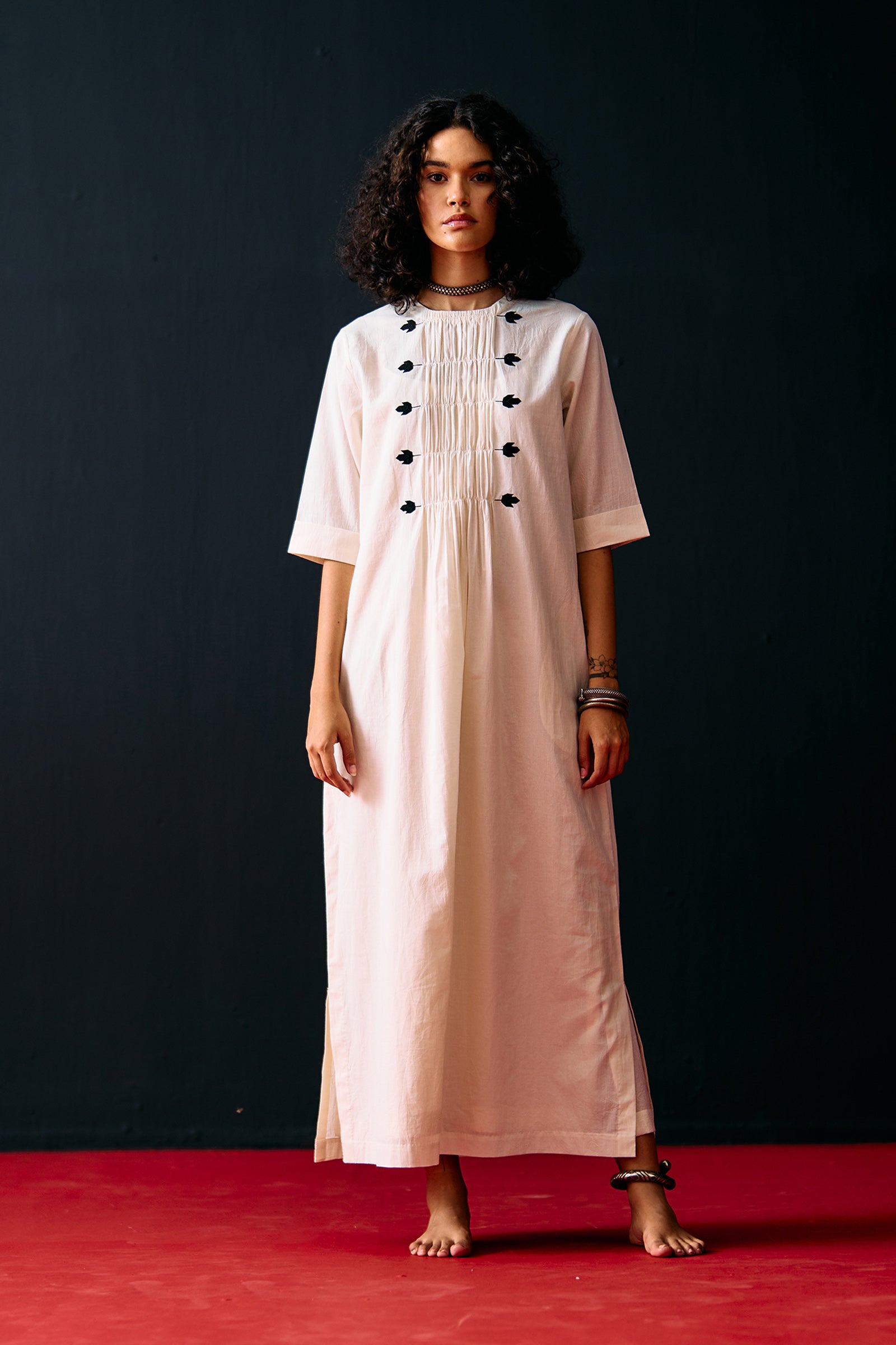 IVORY CENTRE GATHER DRESS