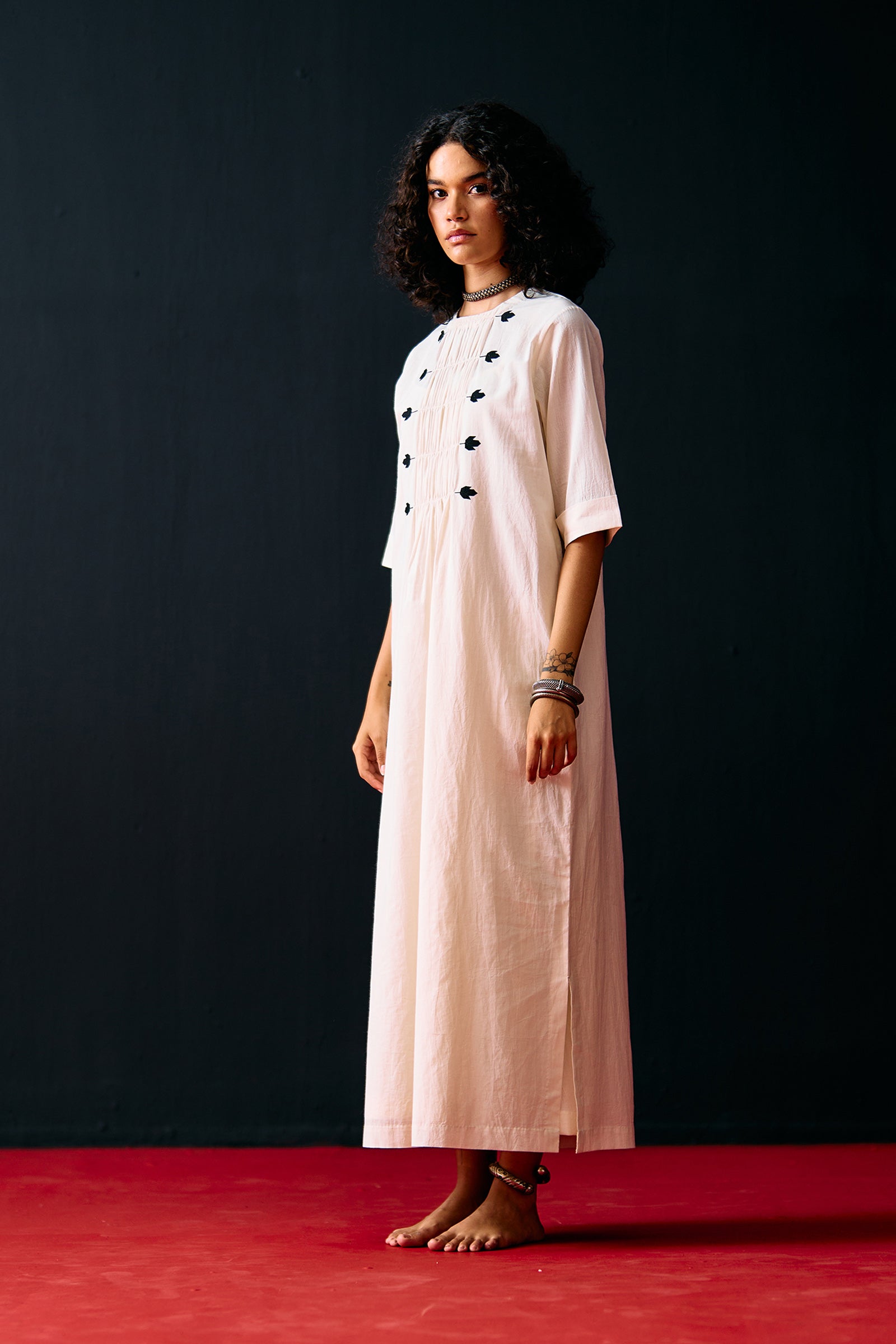 IVORY CENTRE GATHER DRESS