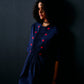 NAVY CENTRE GATHER DRESS