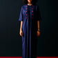 NAVY CENTRE GATHER DRESS