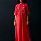 RED CENTRE GATHER DRESS