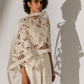 GEOMETRIC FLORAL CUTWORK SCARF