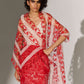GEOMETRIC FLORAL CUTWORK SCARF IVR/RED