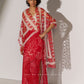 GEOMETRIC FLORAL CUTWORK SCARF IVR/RED