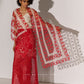GEOMETRIC FLORAL CUTWORK SCARF IVR/RED