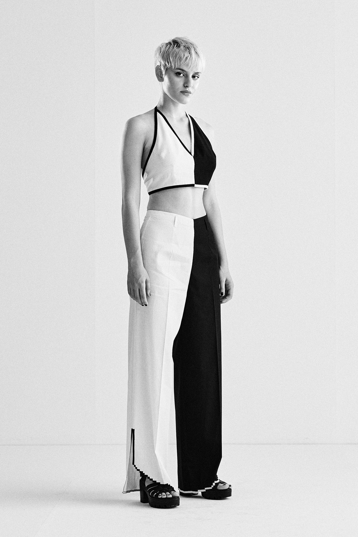 CONSTRUCTED APPLIQUE' 2 COLOUR PANTS