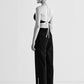 ELASTICATED SCALLOP APPLIQUE' PANTS WITH SLIT