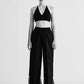 ELASTICATED SCALLOP APPLIQUE' PANTS WITH SLIT