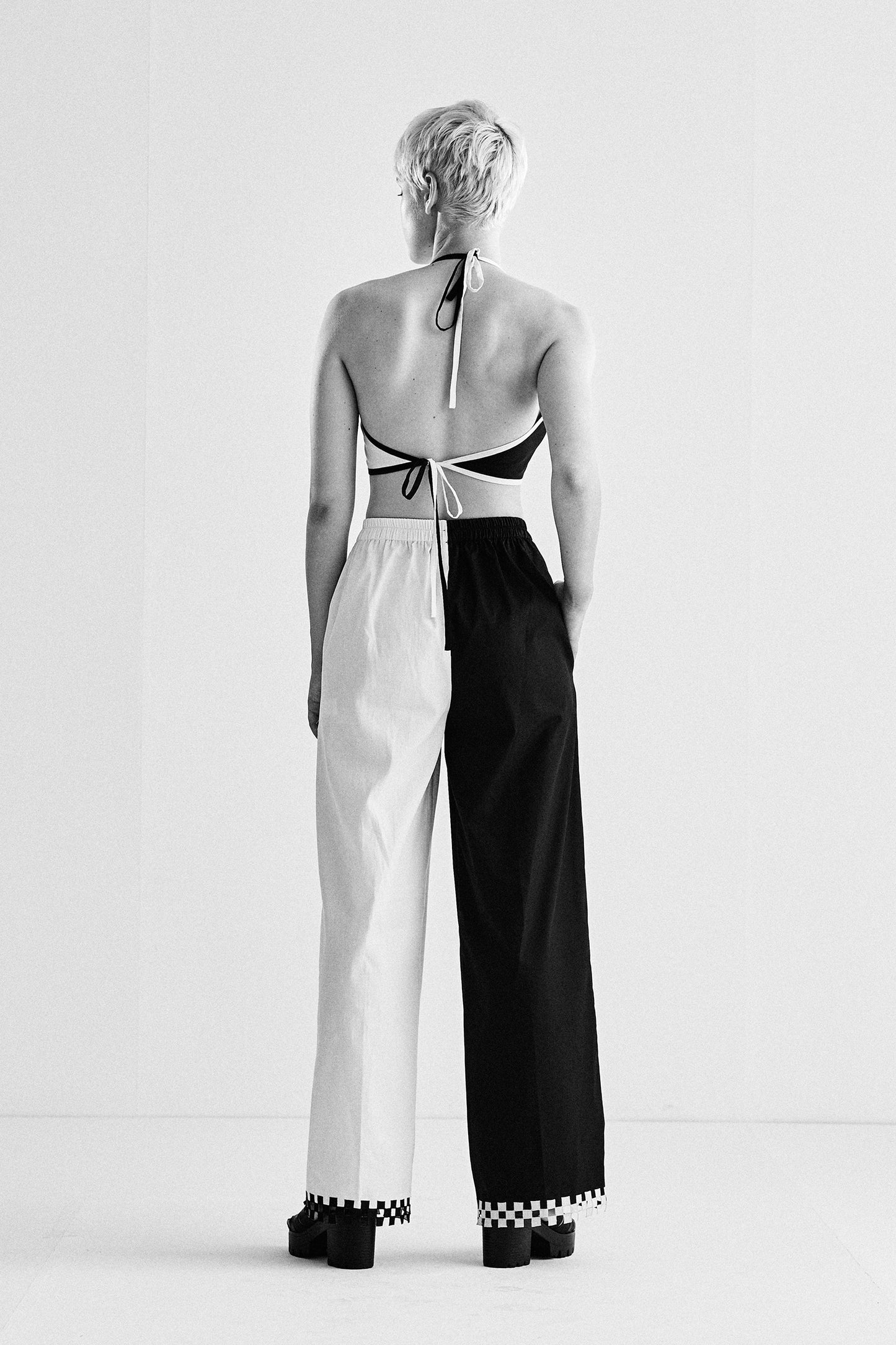ELASTICATED 2 COLOUR HEM APPLIQUE' PANTS