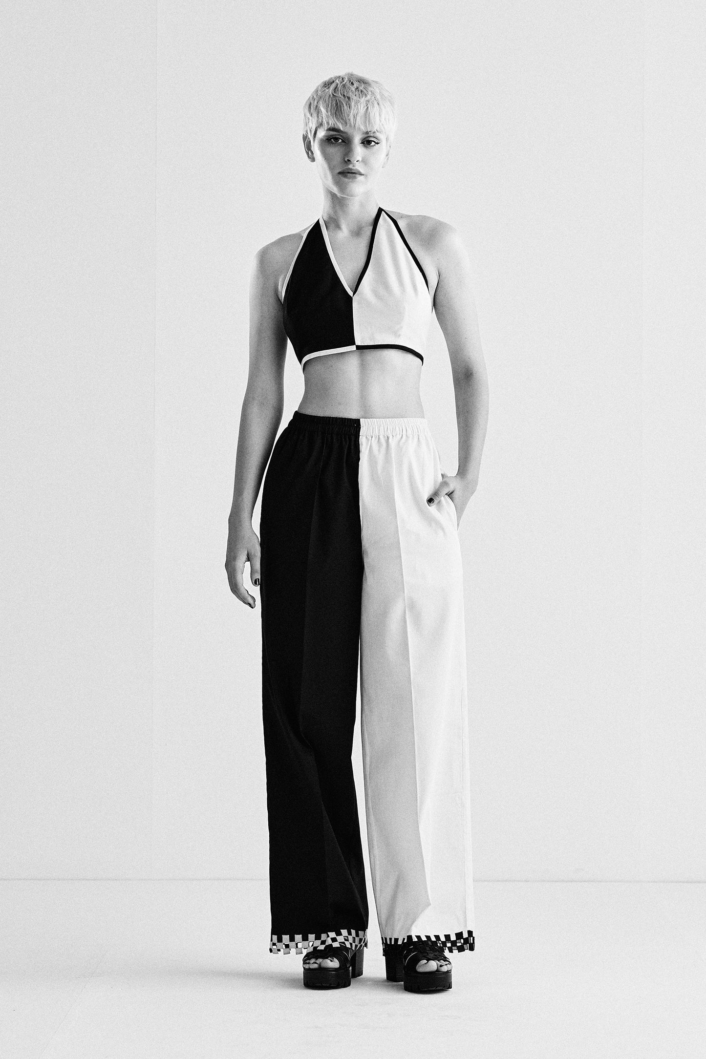 ELASTICATED 2 COLOUR HEM APPLIQUE' PANTS