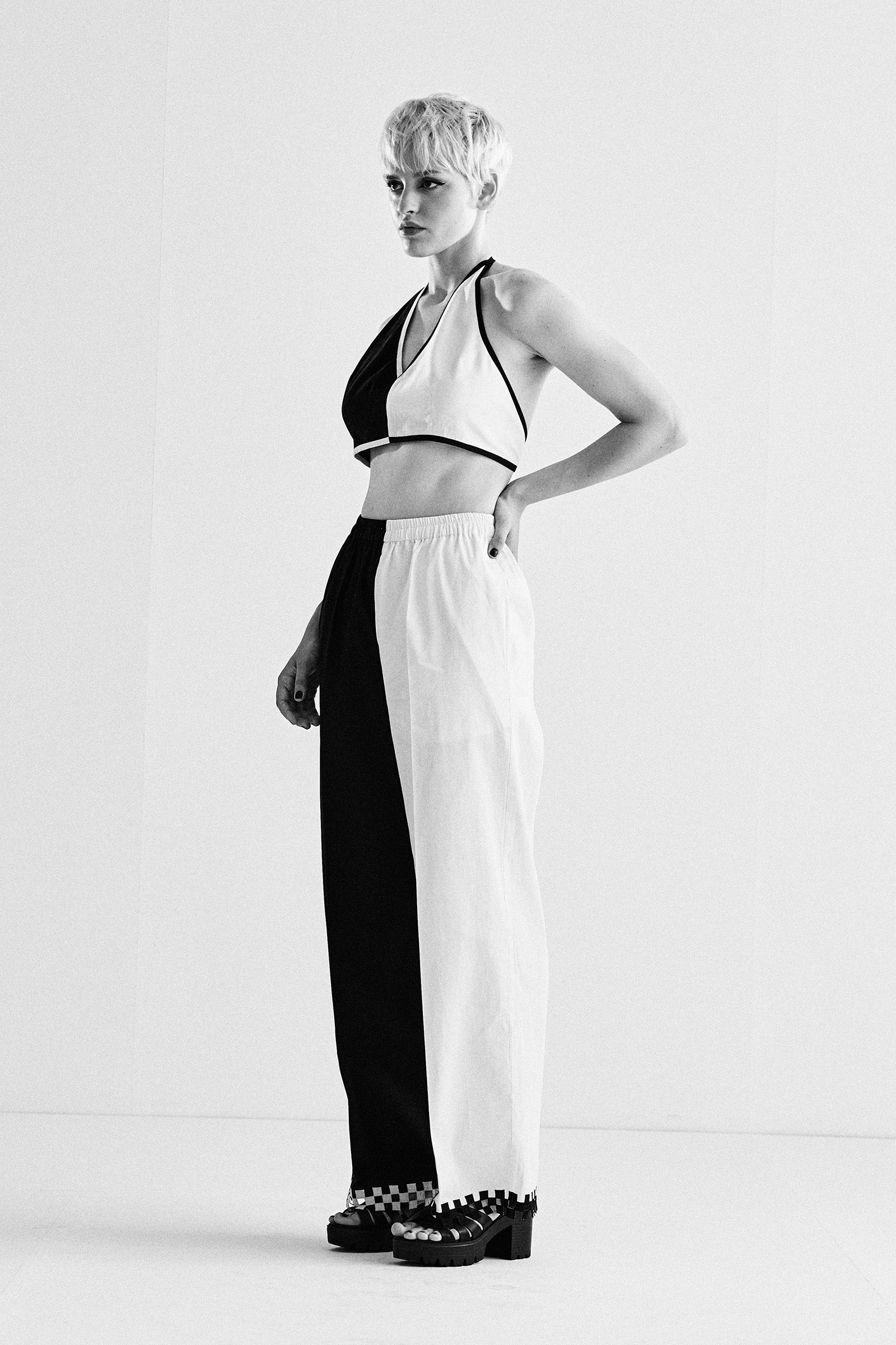 ELASTICATED 2 COLOUR HEM APPLIQUE' PANTS