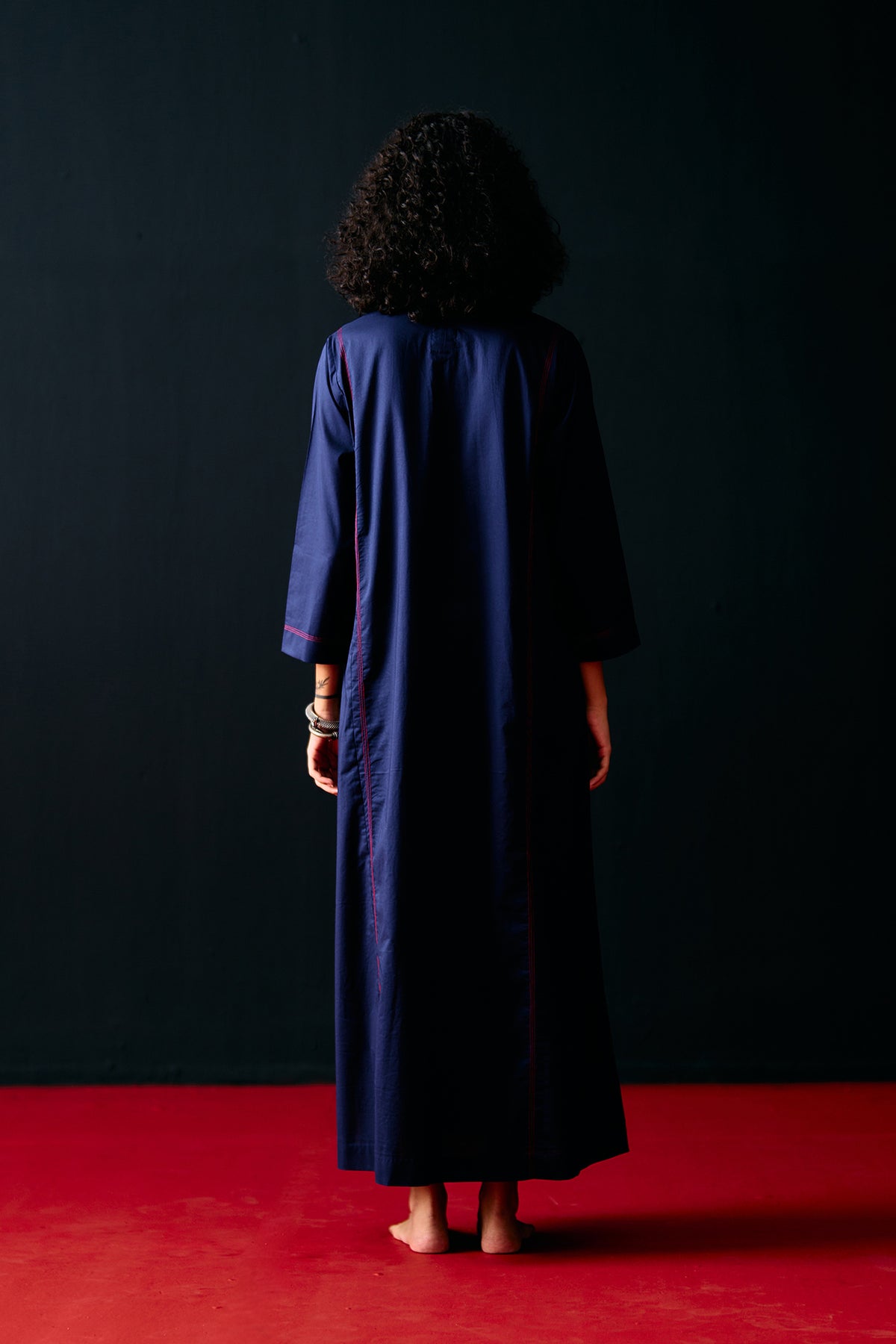 NAVY TRIBAL A-LINE DRESS