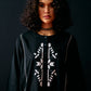 BLACK TRIBAL APPLIQUE' KAMEEZ