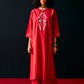 RED TRIBAL APPLIQUE' KAMEEZ