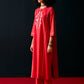 RED TRIBAL APPLIQUE' KAMEEZ