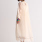 SUPER PLEATED DRESS WITH APPLIQUE', CUTWORK AND THREAD