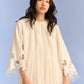 APPLIQUE' AND CUTWORK SUPER PLEATED DRESS