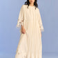 APPLIQUE' AND CUTWORK SUPER PLEATED DRESS