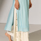 GEOMETRIC FLORAL CUTWORK SIDE PLEATED PANTS