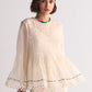 SUPER PLEATED BLOUSE WITH APPLIQUE', CUTWORK AND THREAD