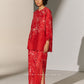 GEOMETRIC FLORAL CUTWORK SHIRT RED