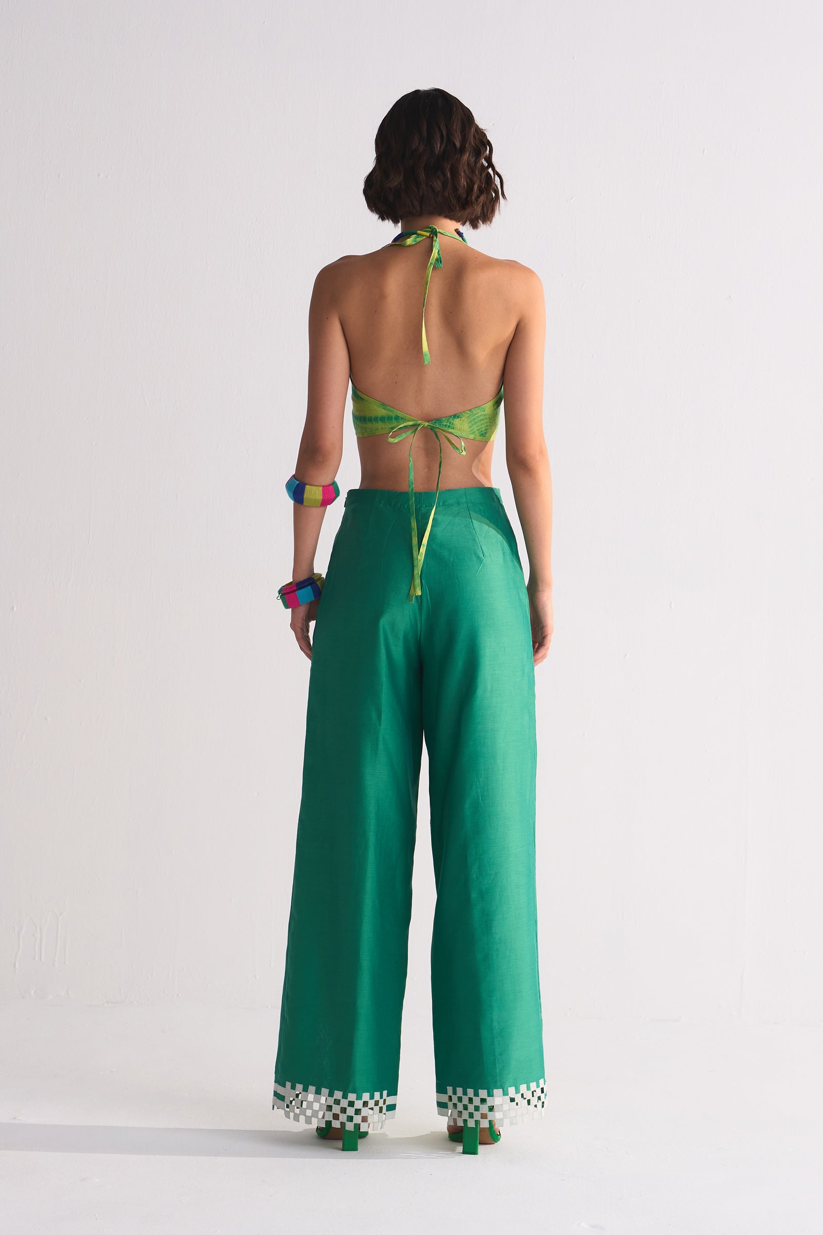 SLIT APPLIQUE' STRAIGHT PANTS
