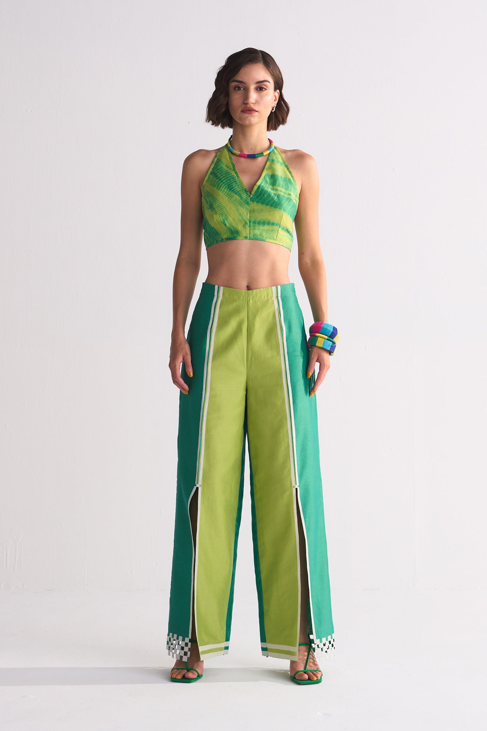 SLIT APPLIQUE' STRAIGHT PANTS
