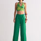 SCALLOP APPLIQUE' PANTS WITH SLIT