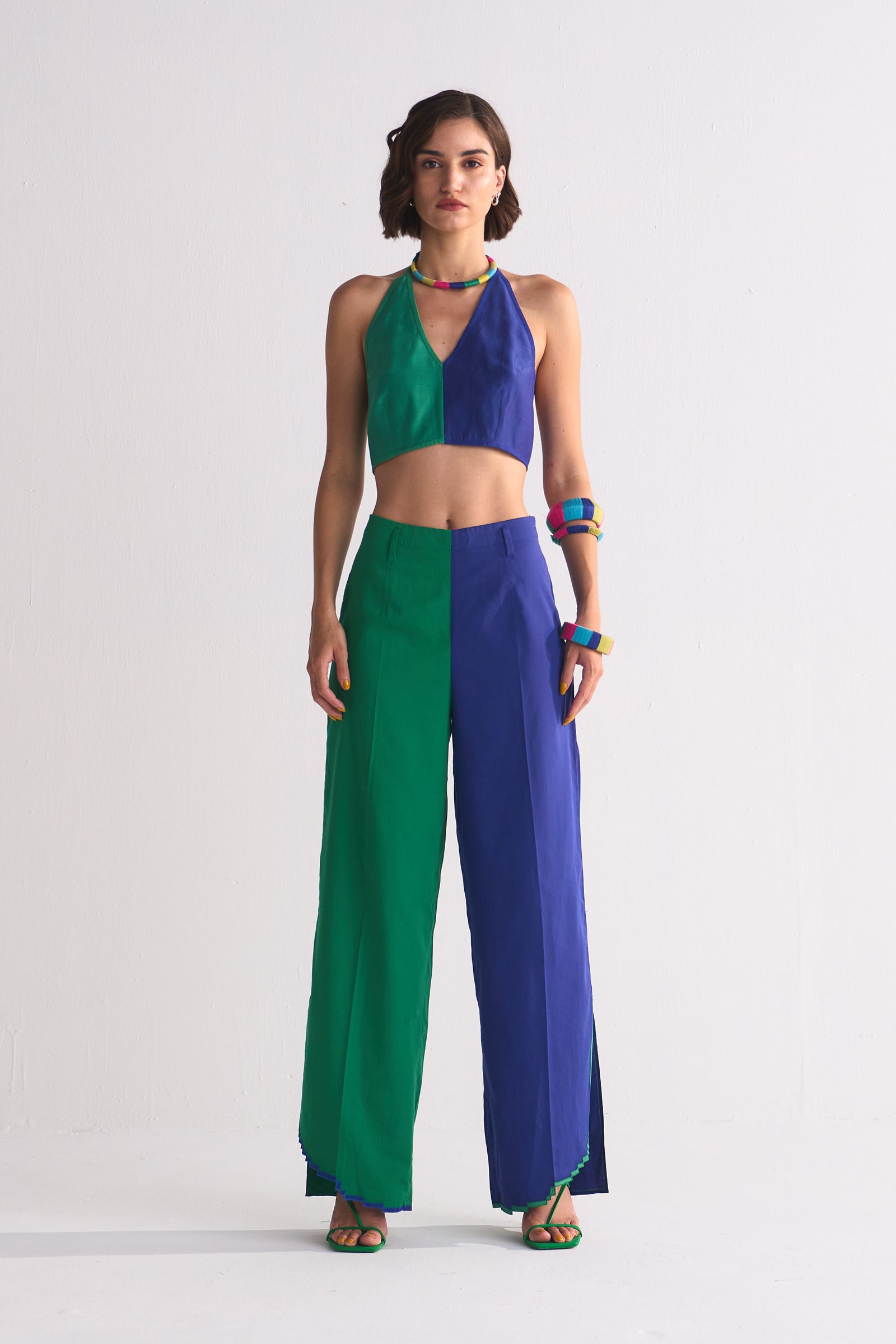 SCALLOP APPLIQUE' 2 COLOUR PANTS