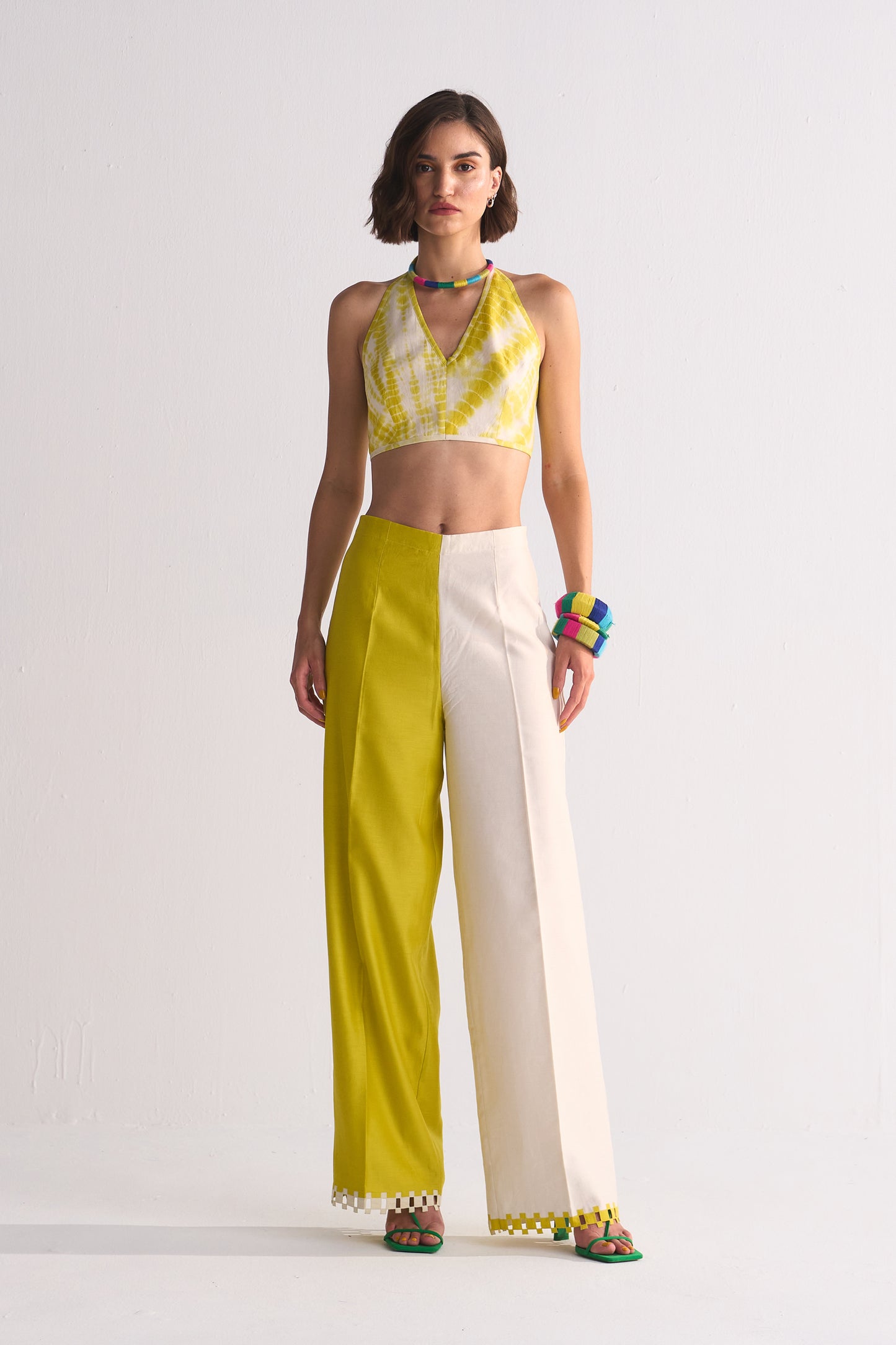 2 COLOUR HEM APPLIQUE' PANTS