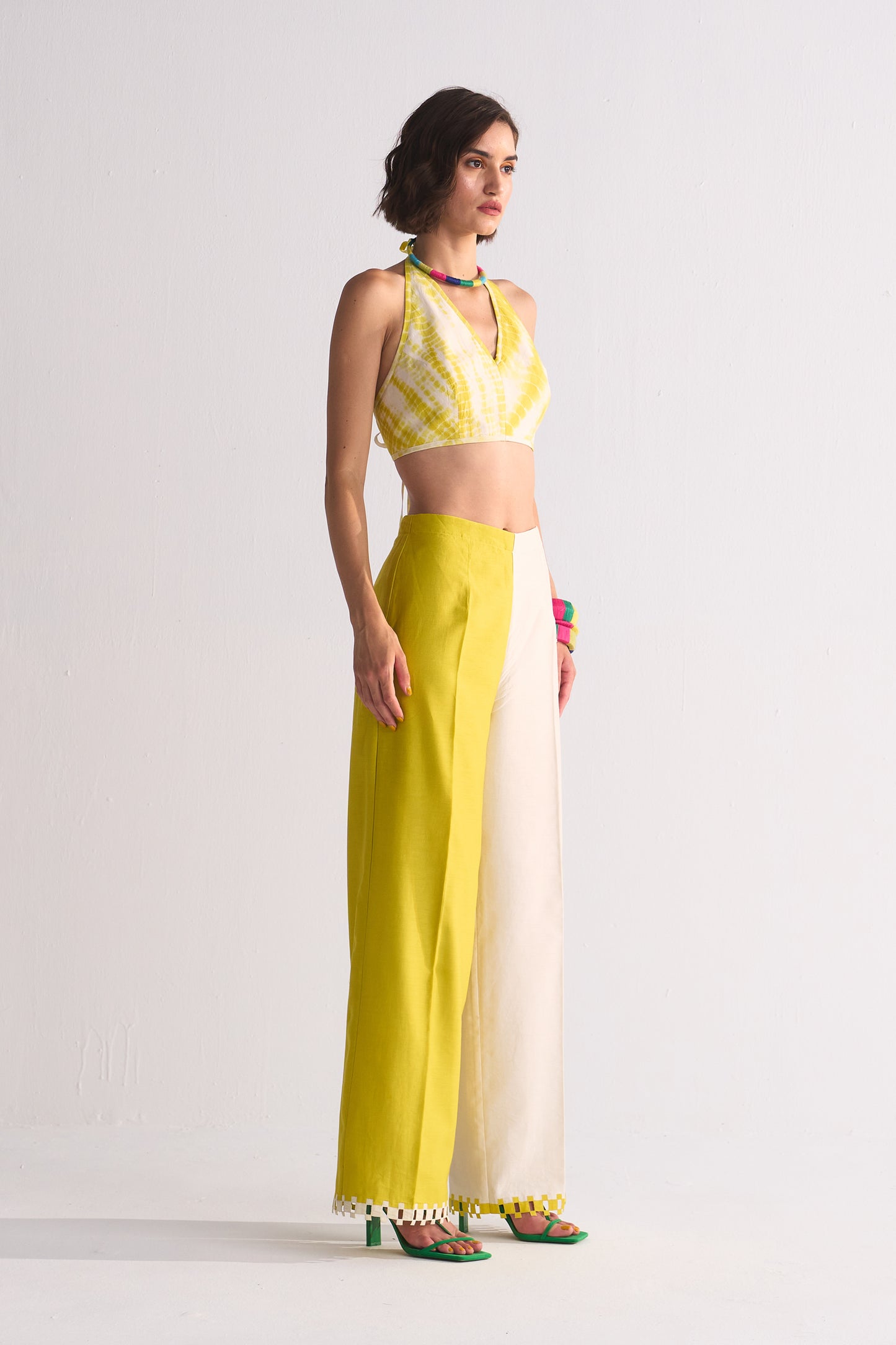 2 COLOUR HEM APPLIQUE' PANTS