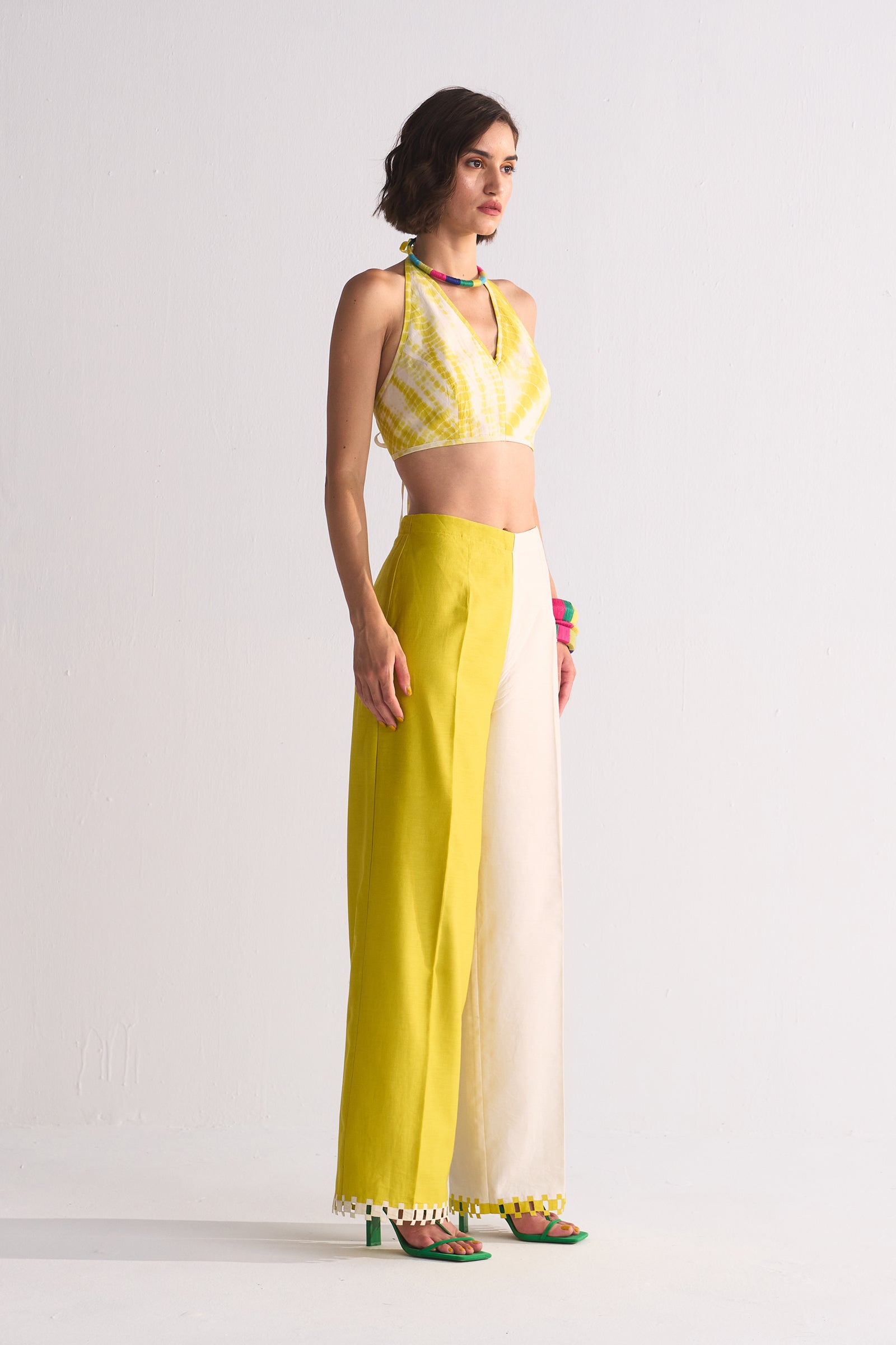 2 COLOUR HEM APPLIQUE' PANTS