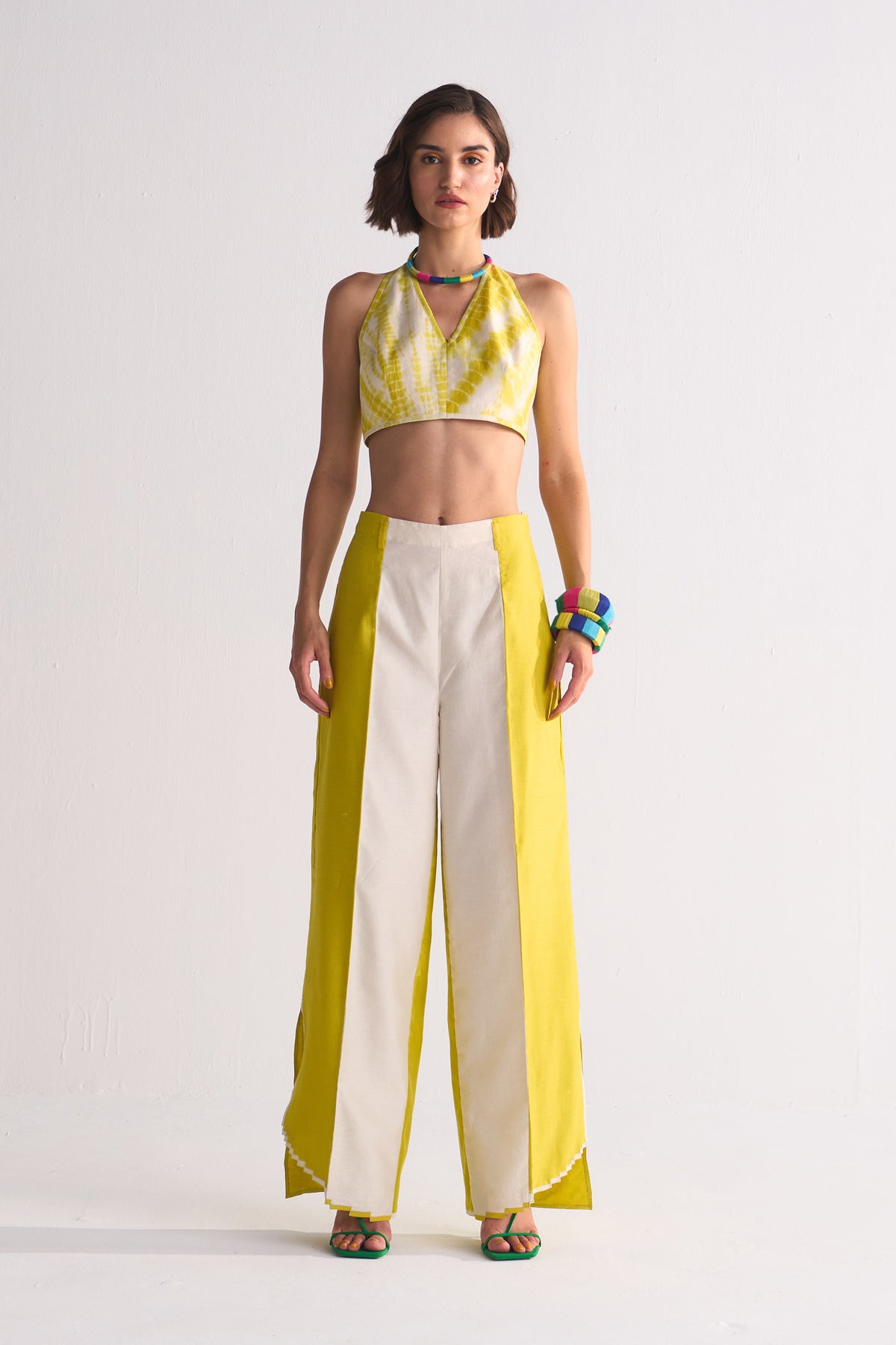 2 COLOUR SLIT APPLIQUE' PANTS