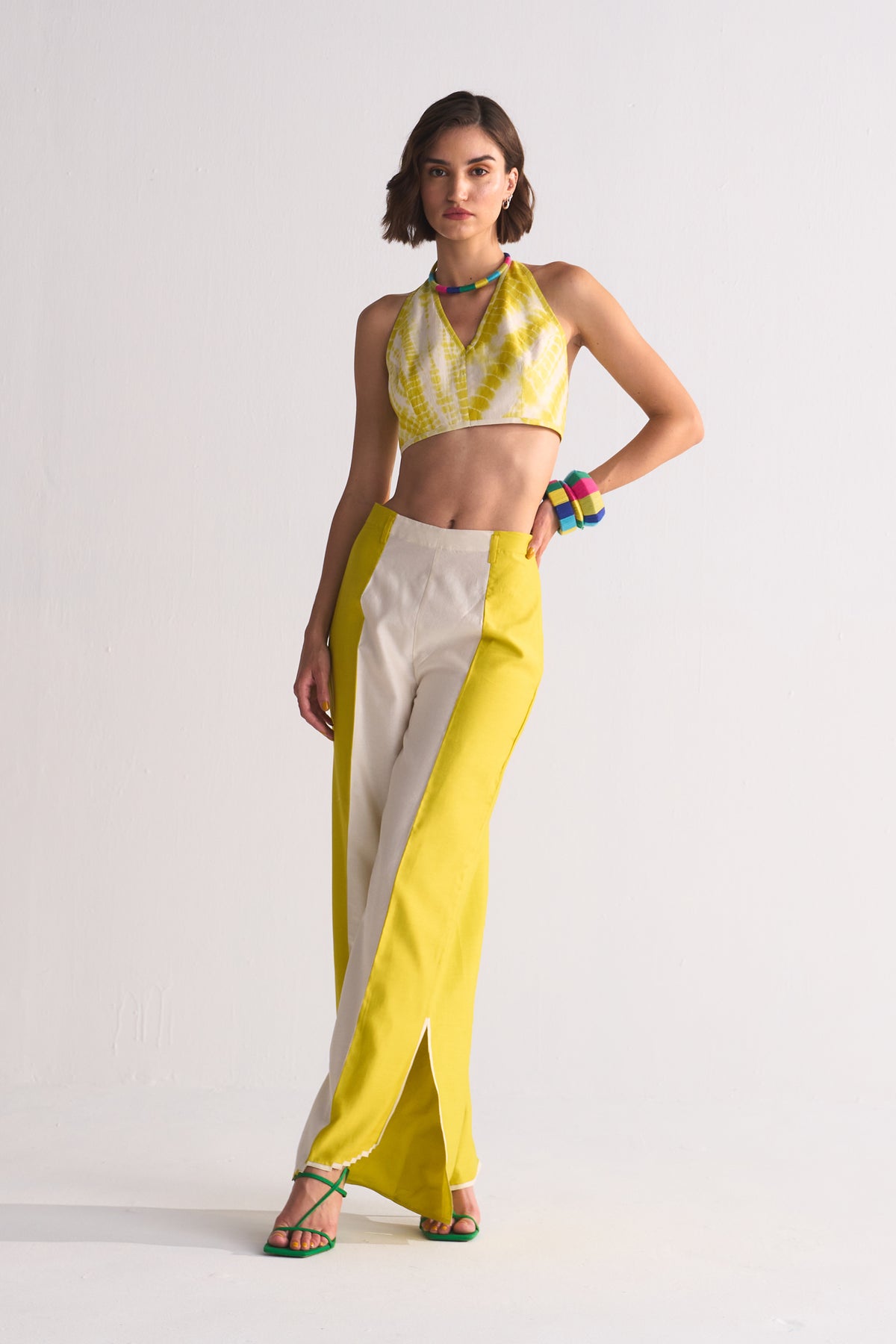 2 COLOUR SLIT APPLIQUE' PANTS