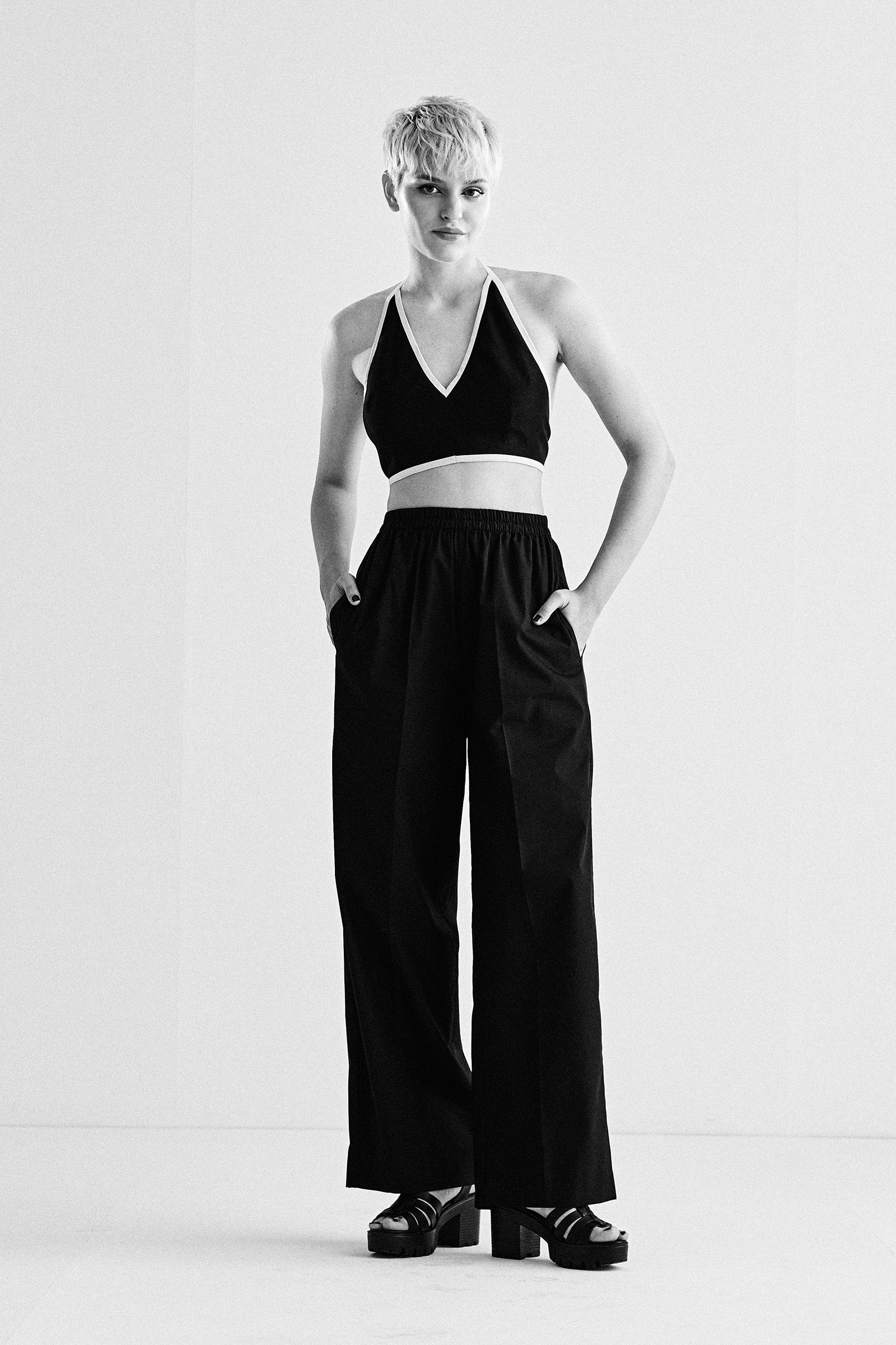 ELASTICATED PLAIN PANTS