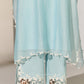 FLORAL SLIT CUTWORK STRAIGHT PANTS SKY