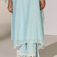 FLORAL SLIT CUTWORK STRAIGHT PANTS SKY