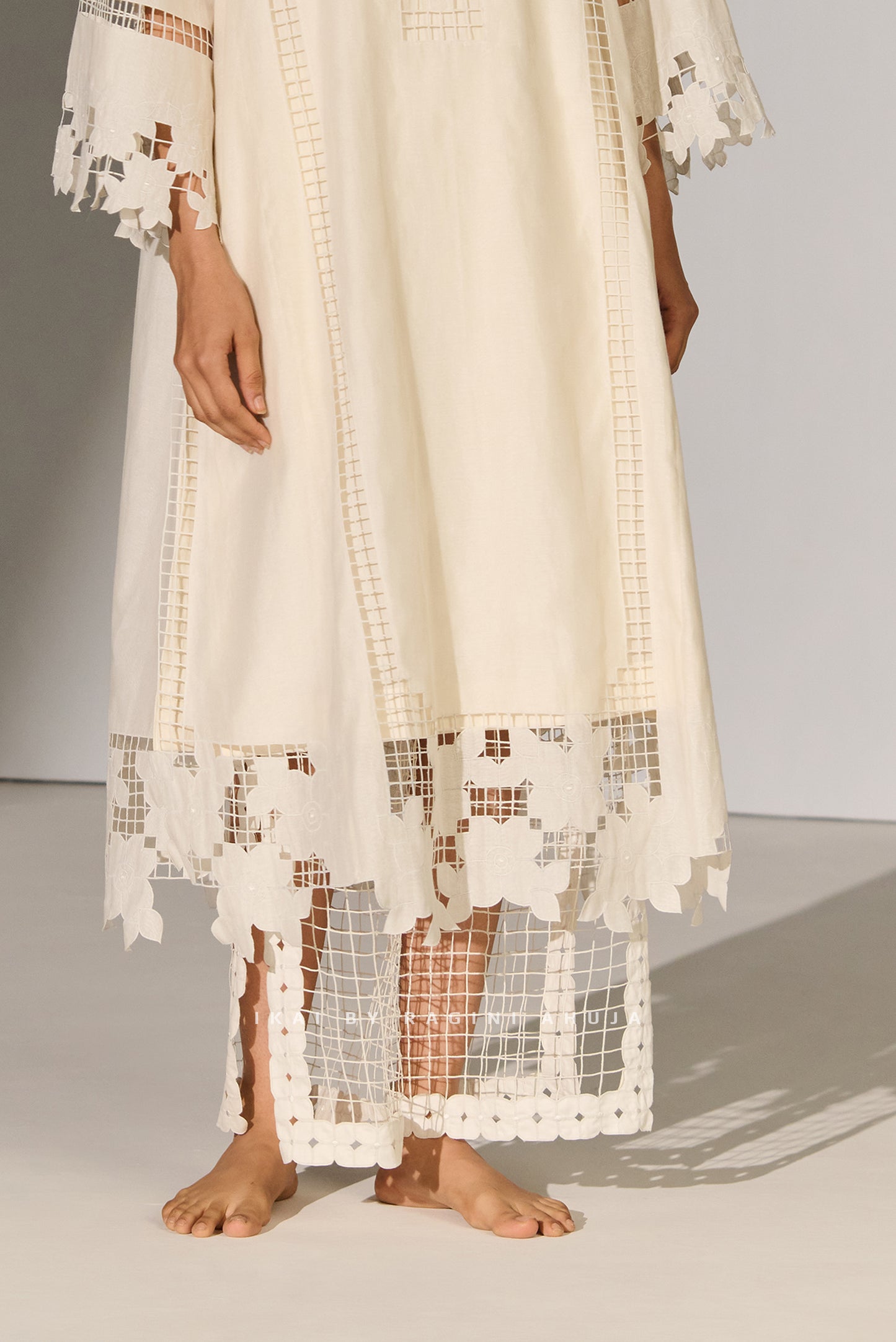 GEOMETRIC JAALI CUTWORK STRAIGHT PANTS