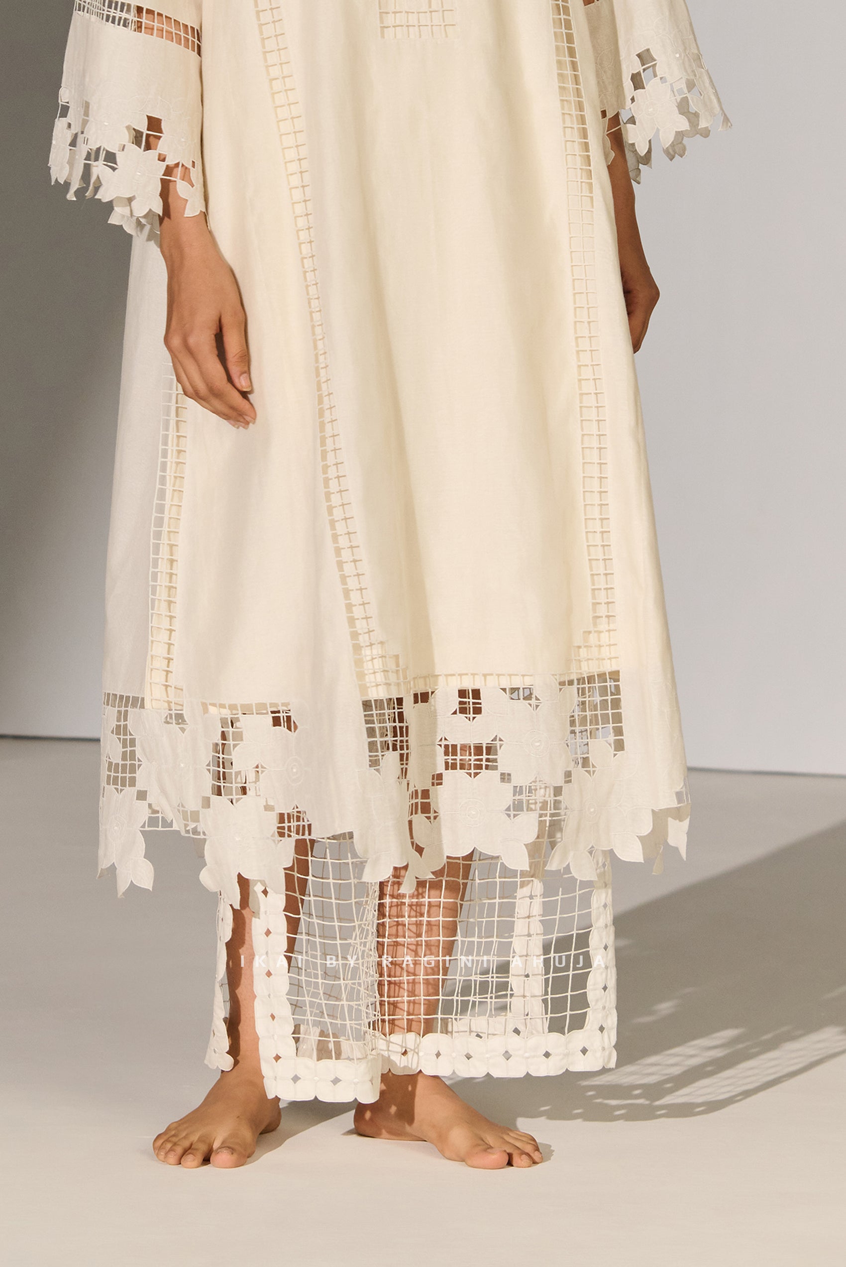 GEOMETRIC JAALI CUTWORK STRAIGHT PANTS