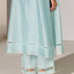 GEOMETRIC AND FLORAL CUTWORK STRAIGHT PANTS SKY