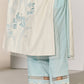 GEOMETRIC AND FLORAL CUTWORK STRAIGHT PANTS SKY