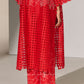GEOMETRIC FLORAL STRAIGHT PANTS RED