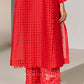 GEOMETRIC AND FLORAL STRAIGHT PANTS RED