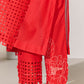 GEOMETRIC AND FLORAL STRAIGHT PANTS RED