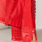 GEOMETRIC AND FLORAL STRAIGHT PANTS RED