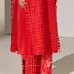 GEOMETRIC AND FLORAL STRAIGHT PANTS RED